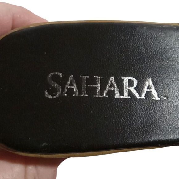 Sahara Black Wedge Heel Sandals Women's Size 8 - Picture 7 of 9